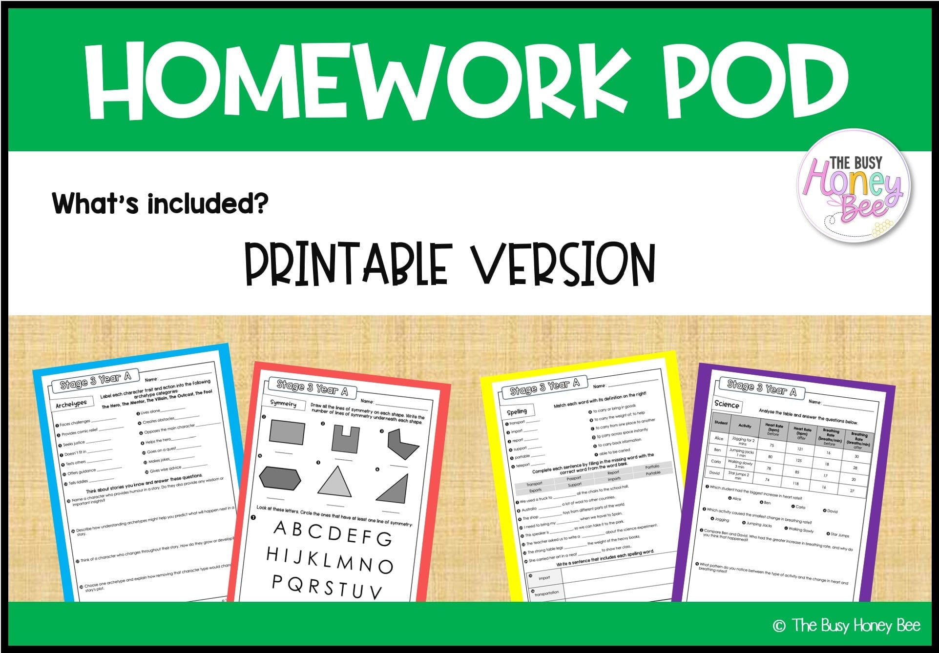 Stage 3 Year A Homework/Learning Pod 12 - Homework | Casual Teaching