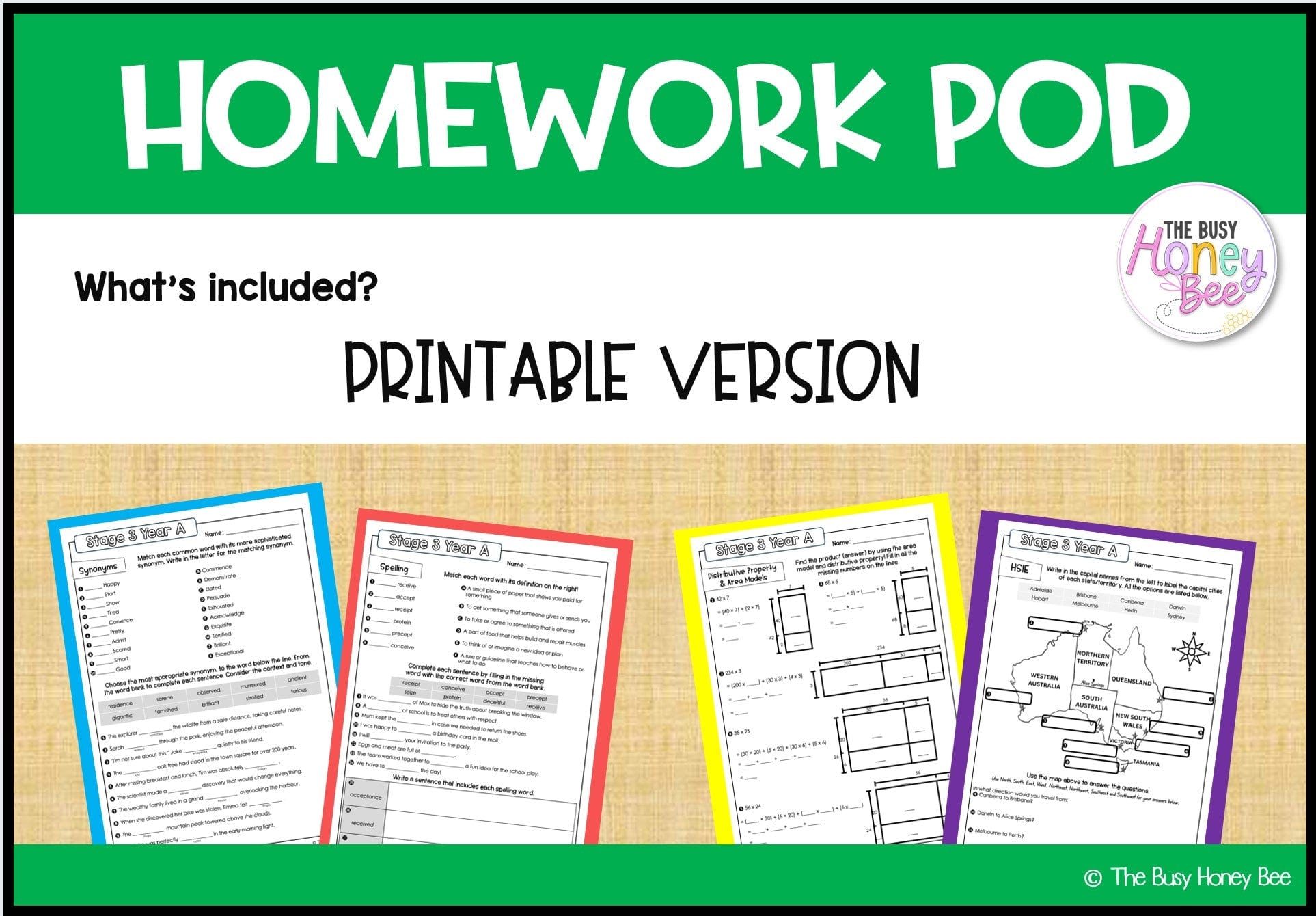 Stage 3 Year A Homework/Learning Pod 13 - Homework | Casual Teaching