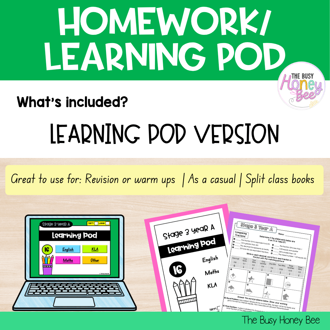 Stage 3 Year A Homework/Learning Pod 16 - Homework | Casual Teaching