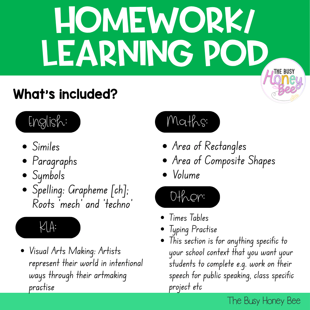 Stage 3 Year A Homework/Learning Pod 17 - Homework | Casual Teaching