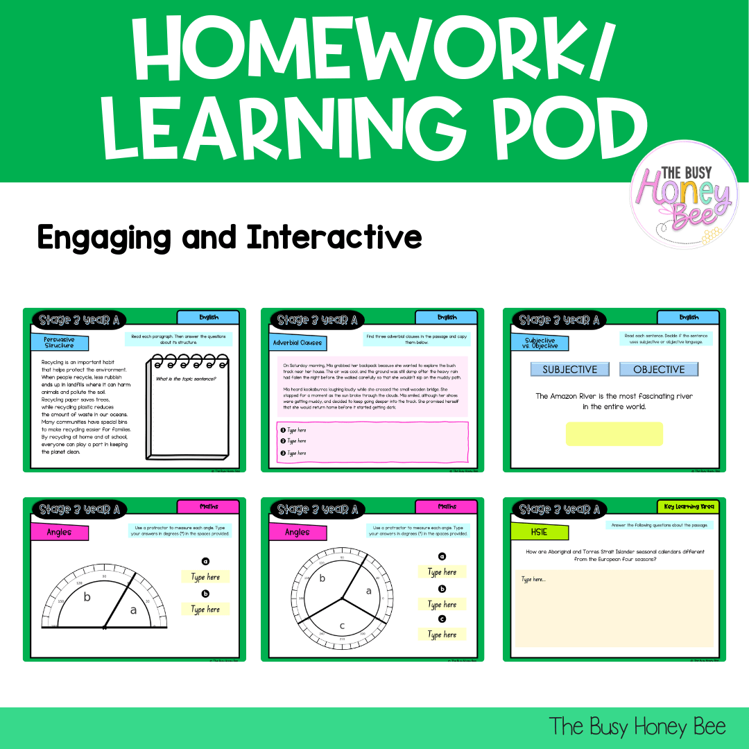 Stage 3 Year A Homework/Learning Pod 19 - Homework | Casual Teaching