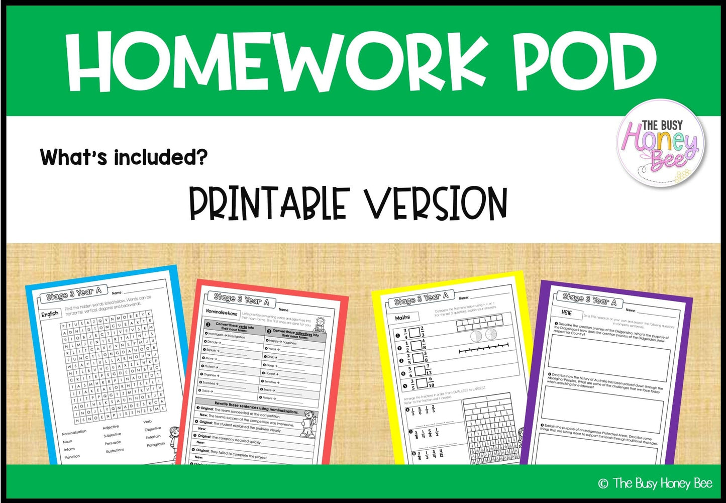 Stage 3 Year A Homework/Learning Pod 4 - PowerPoint