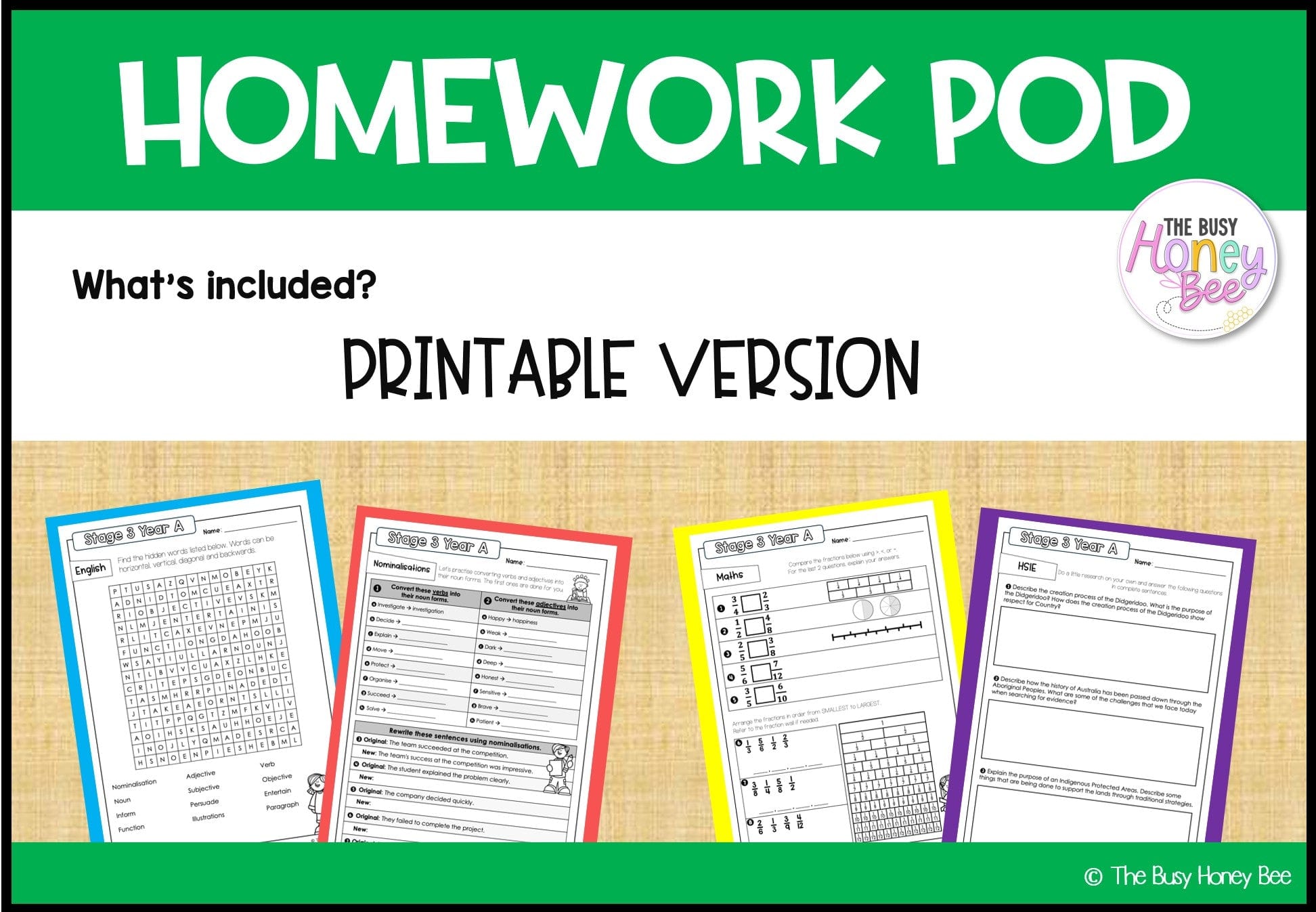 Stage 3 Year A Homework/Learning Pod 4 - PowerPoint