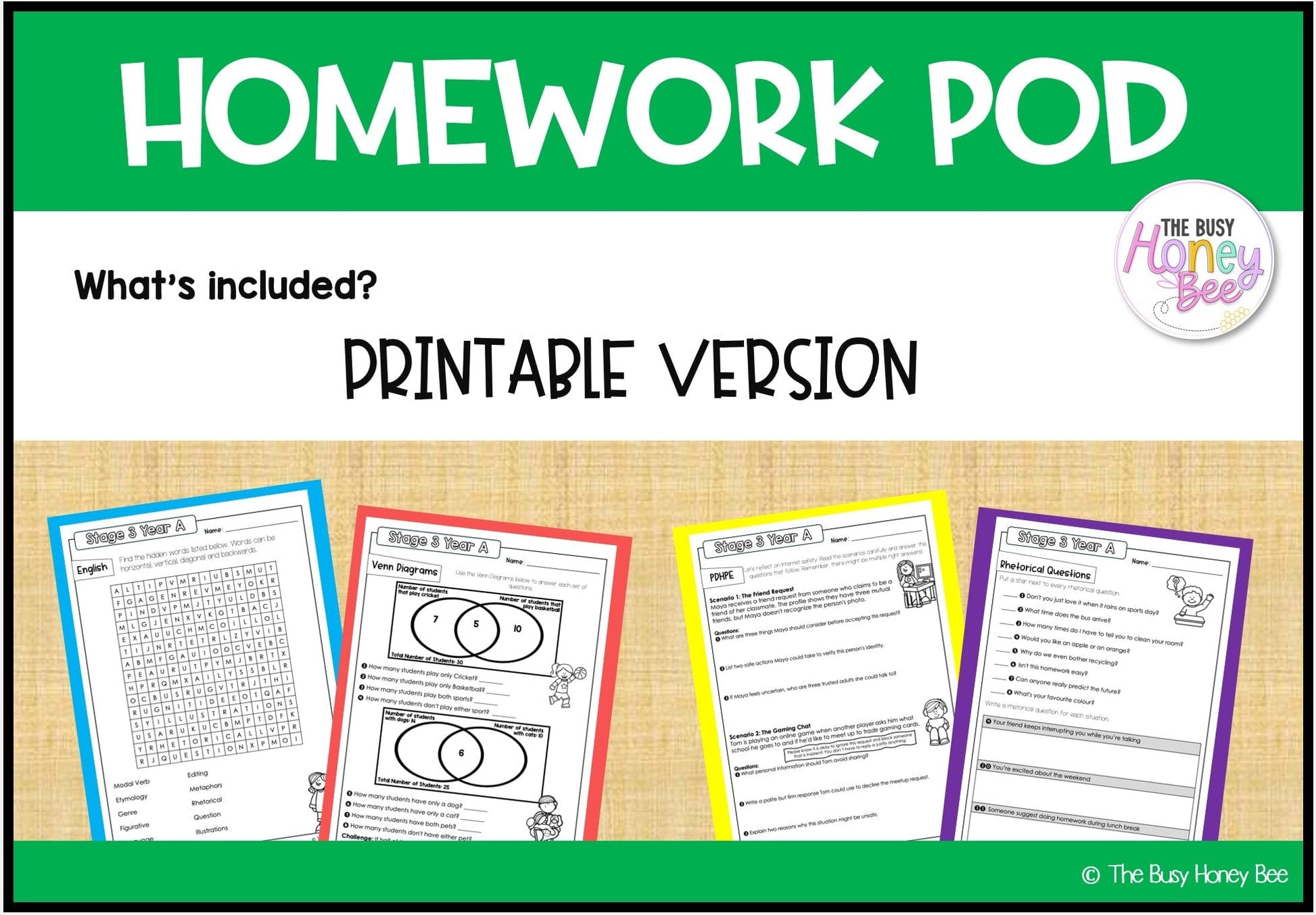 Stage 3 Year A Homework/Learning Pod 5 - PowerPoint
