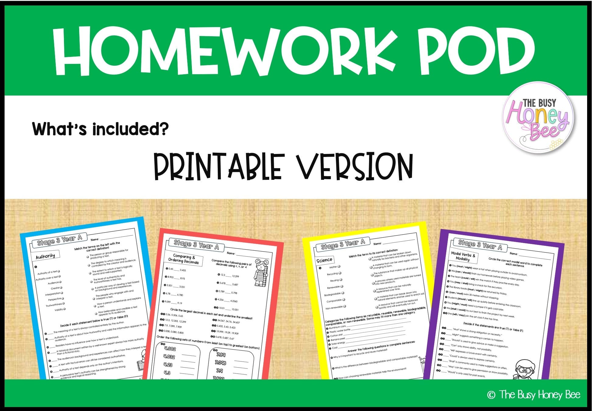 Stage 3 Year A Homework/Learning Pod 6 - PowerPoint