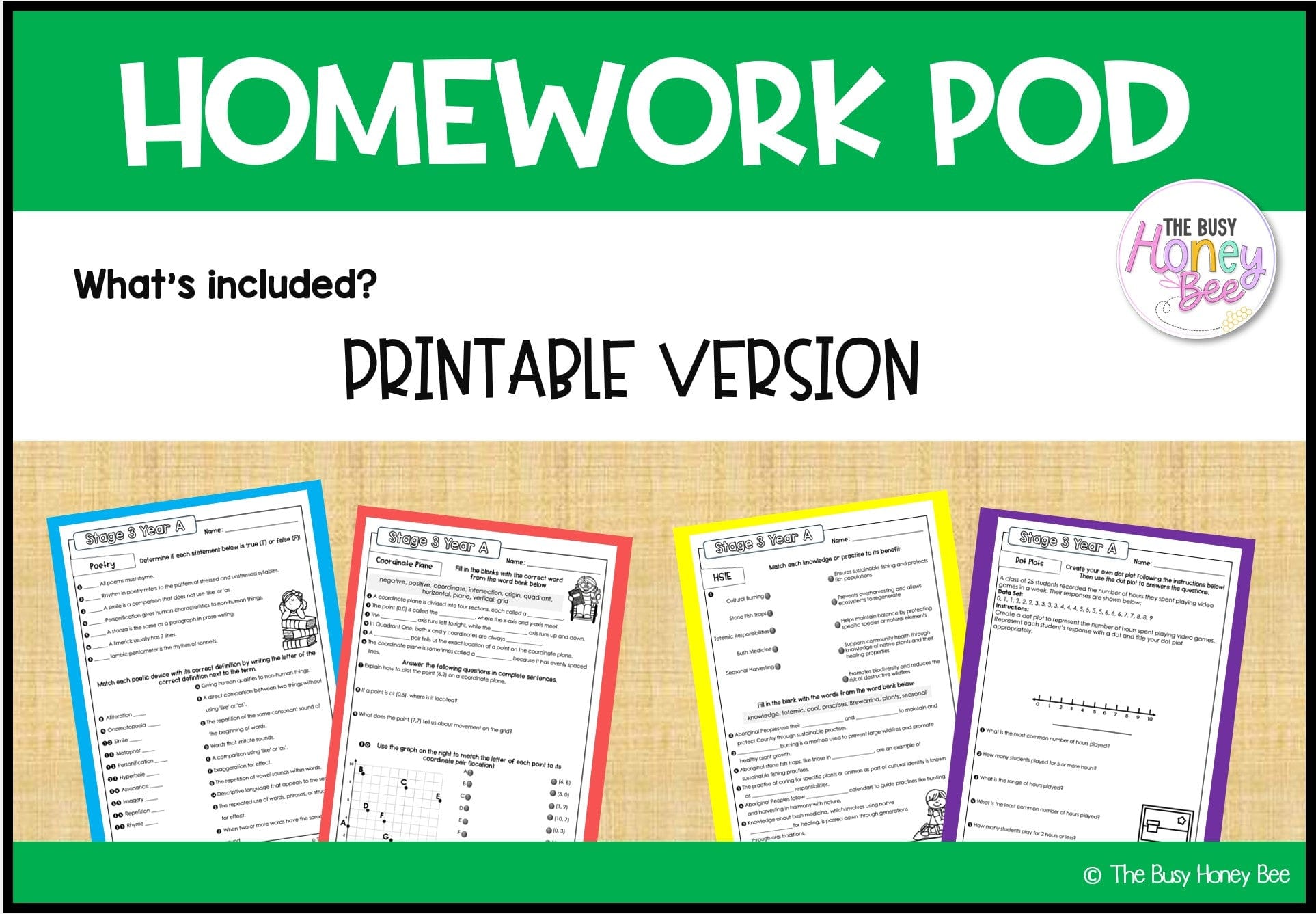 Stage 3 Year A Homework/Learning Pod 8 - PowerPoint