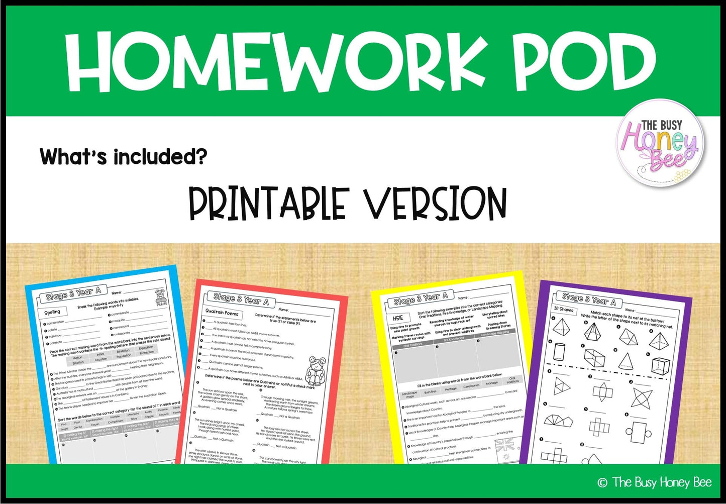 Stage 3 Year A Homework/Learning Pod 9 - PowerPoint