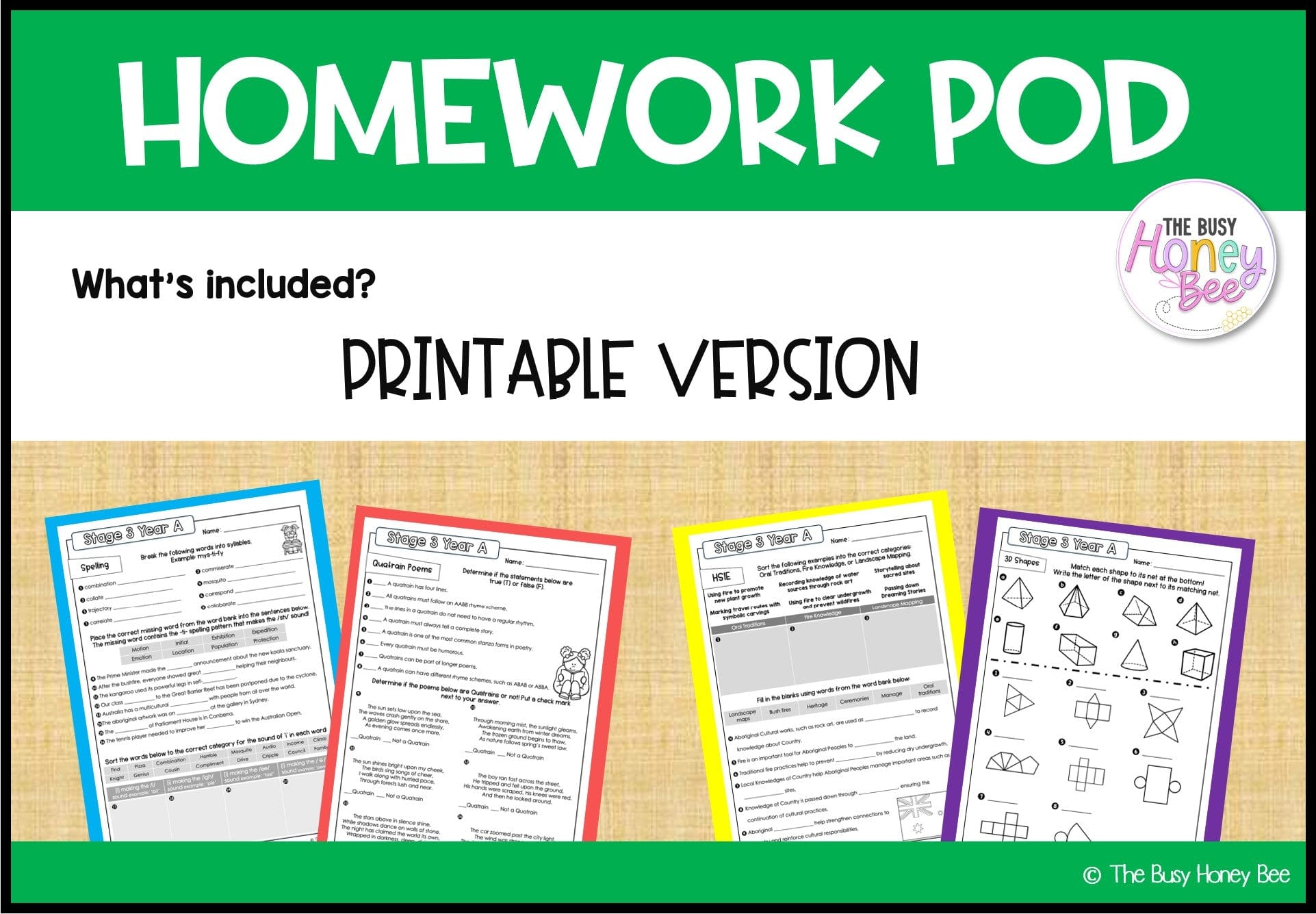Stage 3 Year A Homework/Learning Pod 9 - PowerPoint