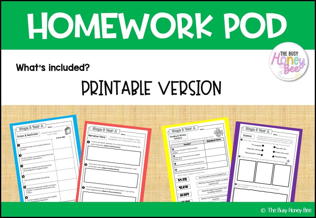 Stage 3 Year A Homework/Learning Pods Term 1 Mega Bundle - PowerPoint