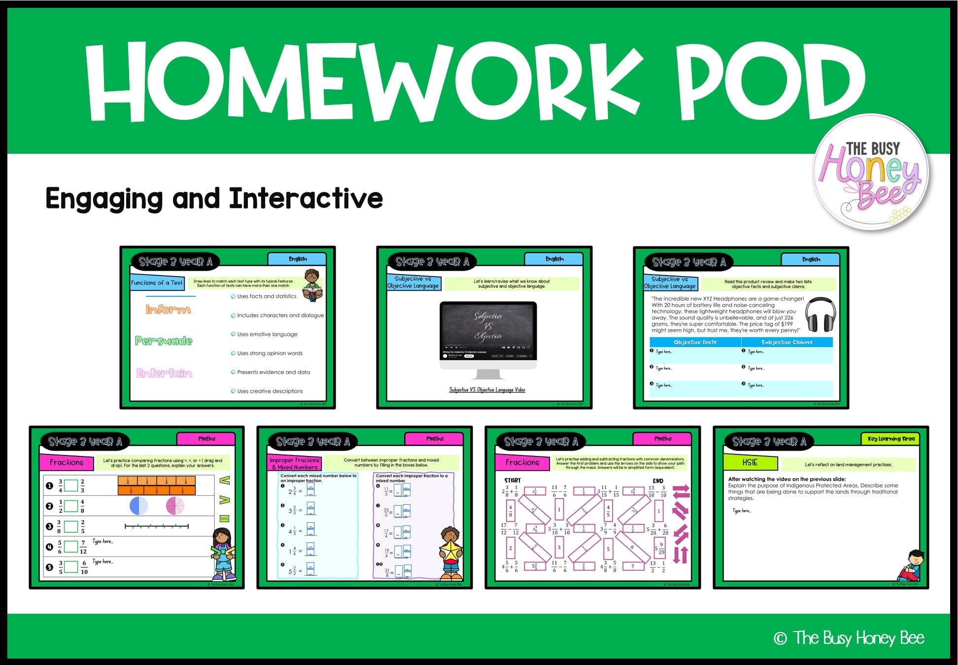 Stage 3 Year A Homework/Learning Pods Term 1 Mega Bundle - PowerPoint