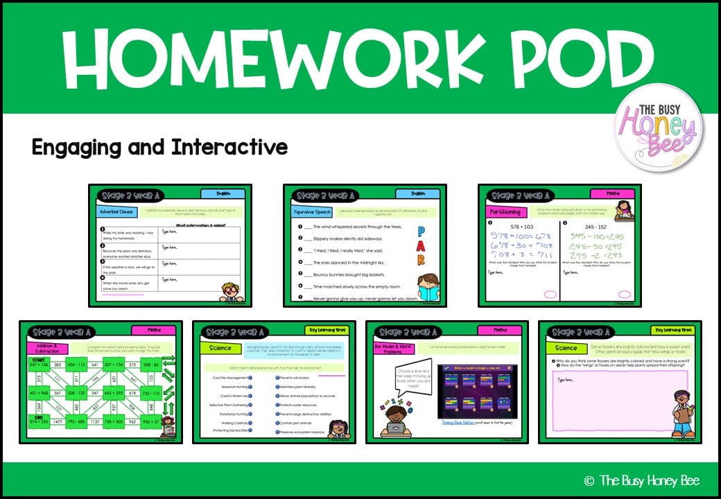 Stage 3 Year A Homework/Learning Pods Term 1 Mega Bundle - PowerPoint