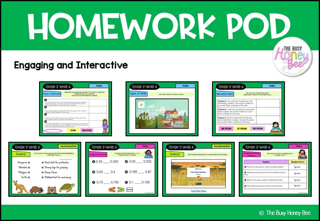 Stage 3 Year A Homework/Learning Pods Term 1 Mega Bundle - PowerPoint
