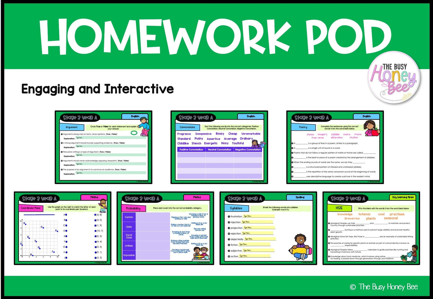 Stage 3 Year A Homework/Learning Pods Term 2 Mega Bundle - PowerPoint