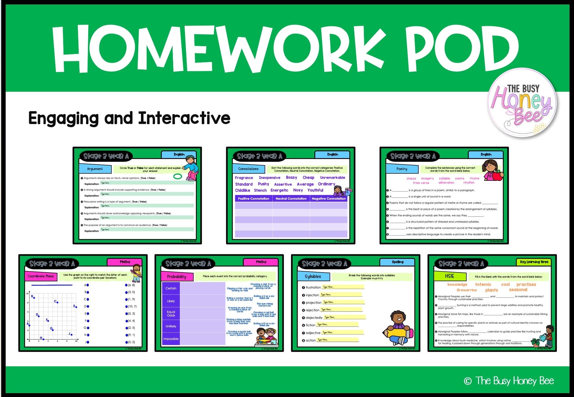 Stage 3 Year A Homework/Learning Pods Term 2 Mega Bundle - PowerPoint