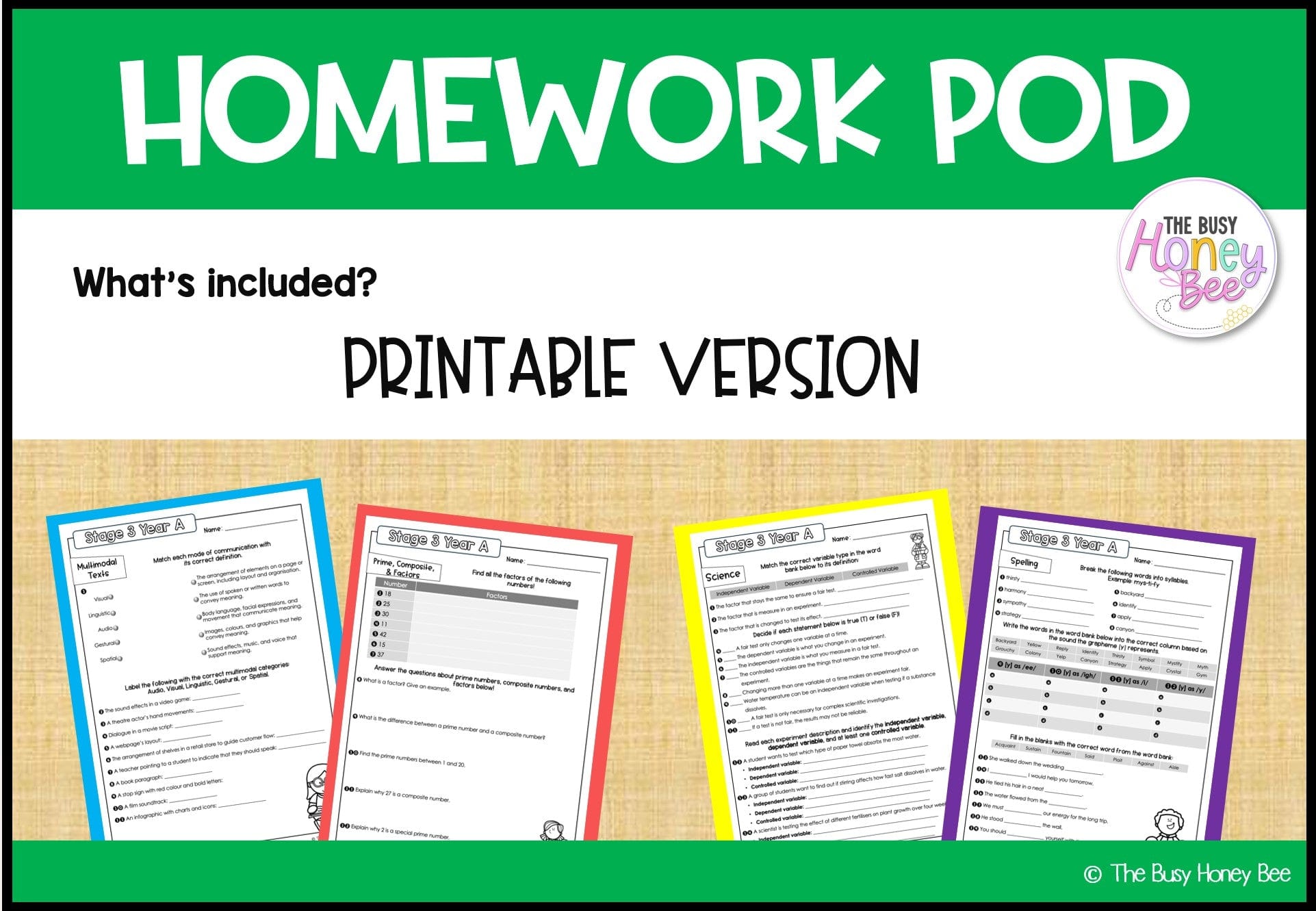 Stage 3 Year A Homework/Learning Pods Term 2 Mega Bundle - PowerPoint