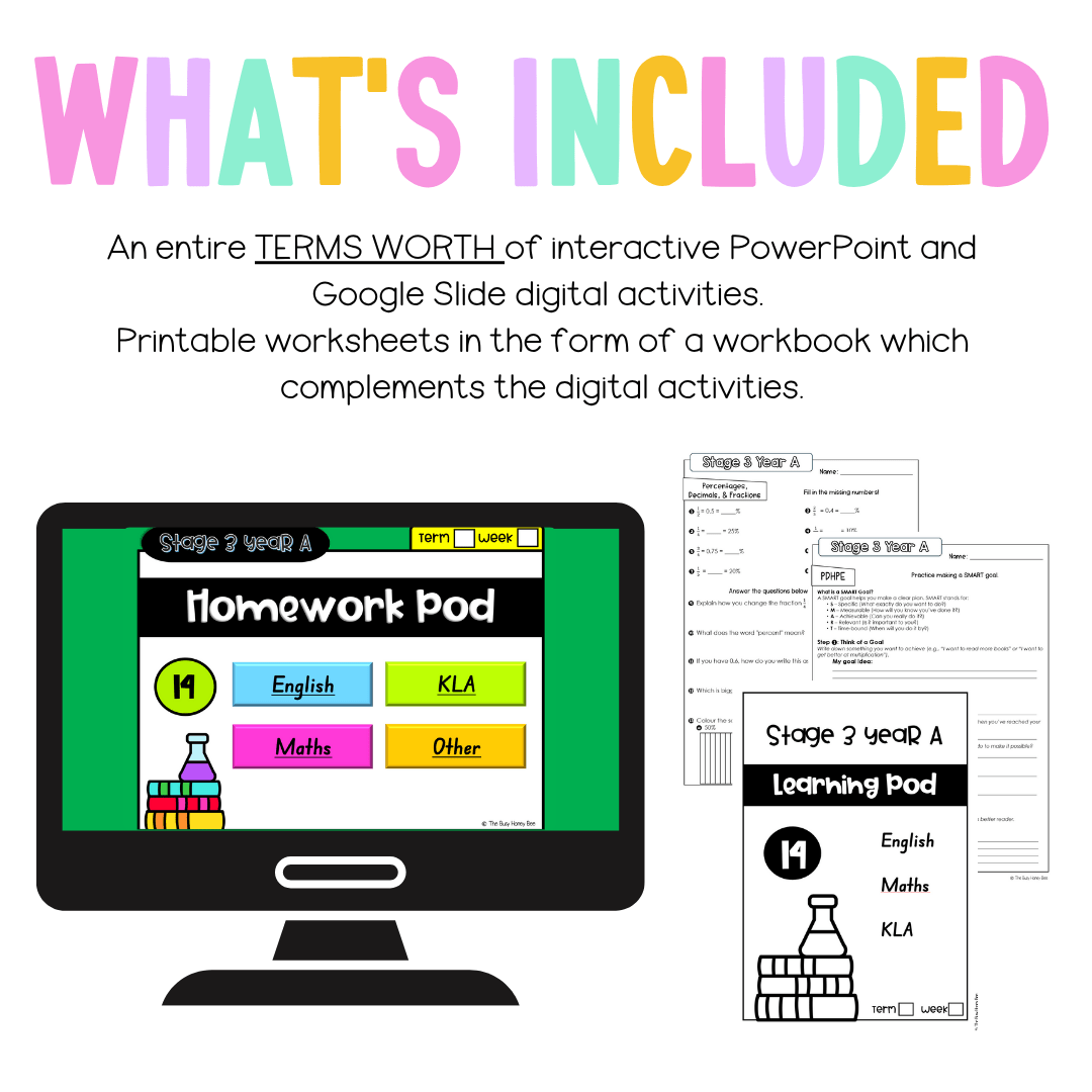 Stage 3 Year A Homework/Learning Pods Term 3 Mega Bundle - Homework | Casual Teaching