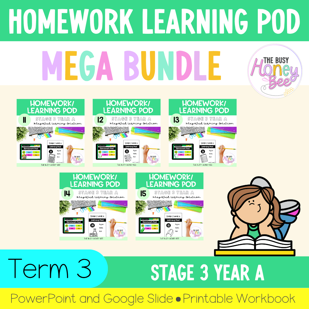 Stage 3 Year A Homework/Learning Pods Term 3 Mega Bundle - Homework | Casual Teaching