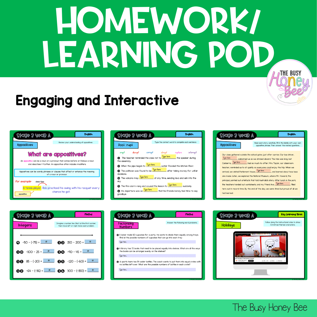 Stage 3 Year A Homework/Learning Pods Term 4 Mega Bundle - Homework | Casual Teaching