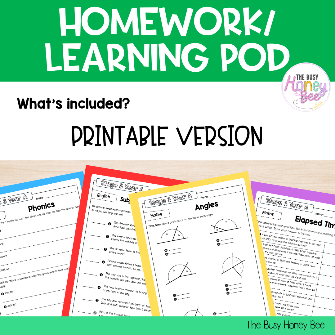 Stage 3 Year A Homework/Learning Pods Term 4 Mega Bundle - Homework | Casual Teaching