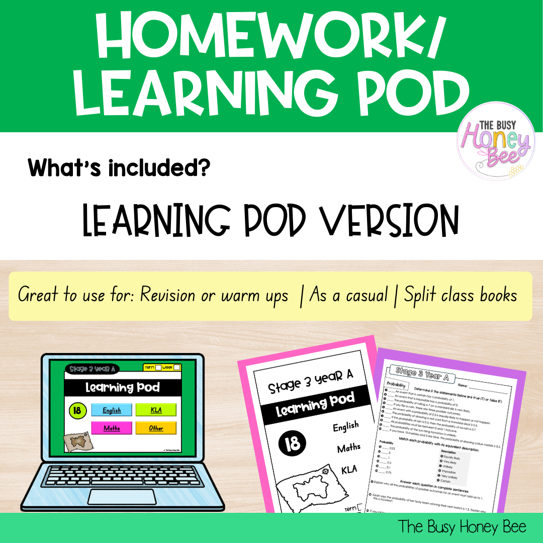 Stage 3 Year A Homework/Learning Pods Term 4 Mega Bundle - Homework | Casual Teaching