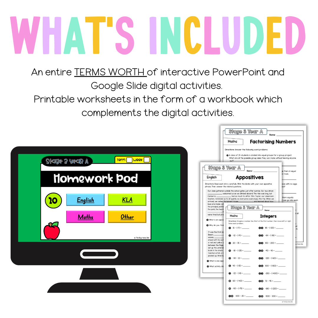 Stage 3 Year A Homework/Learning Pods Term 4 Mega Bundle - Homework | Casual Teaching