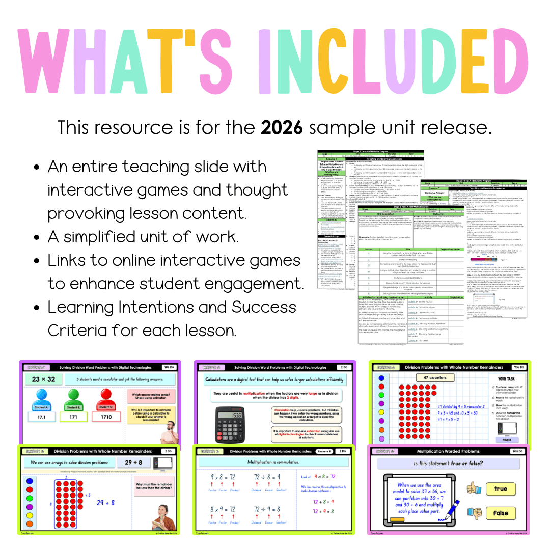 Stage 3 Year A NSW Maths Unit 13 Multiplication and Division Teaching Slides 2026 - Teaching Slides