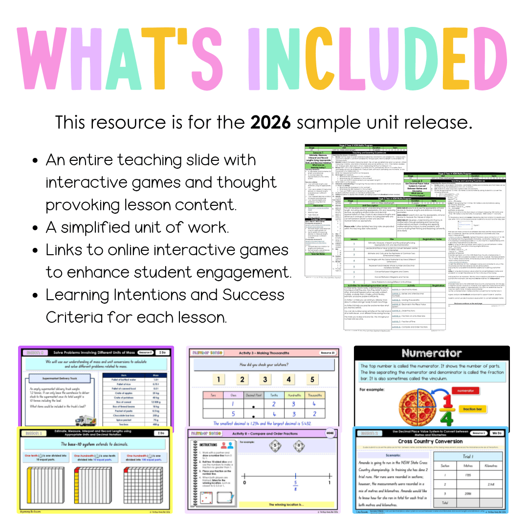 Stage 3 Year A NSW Maths Unit 14 Mass and Length Teaching Slides 2026 - Teaching Slides