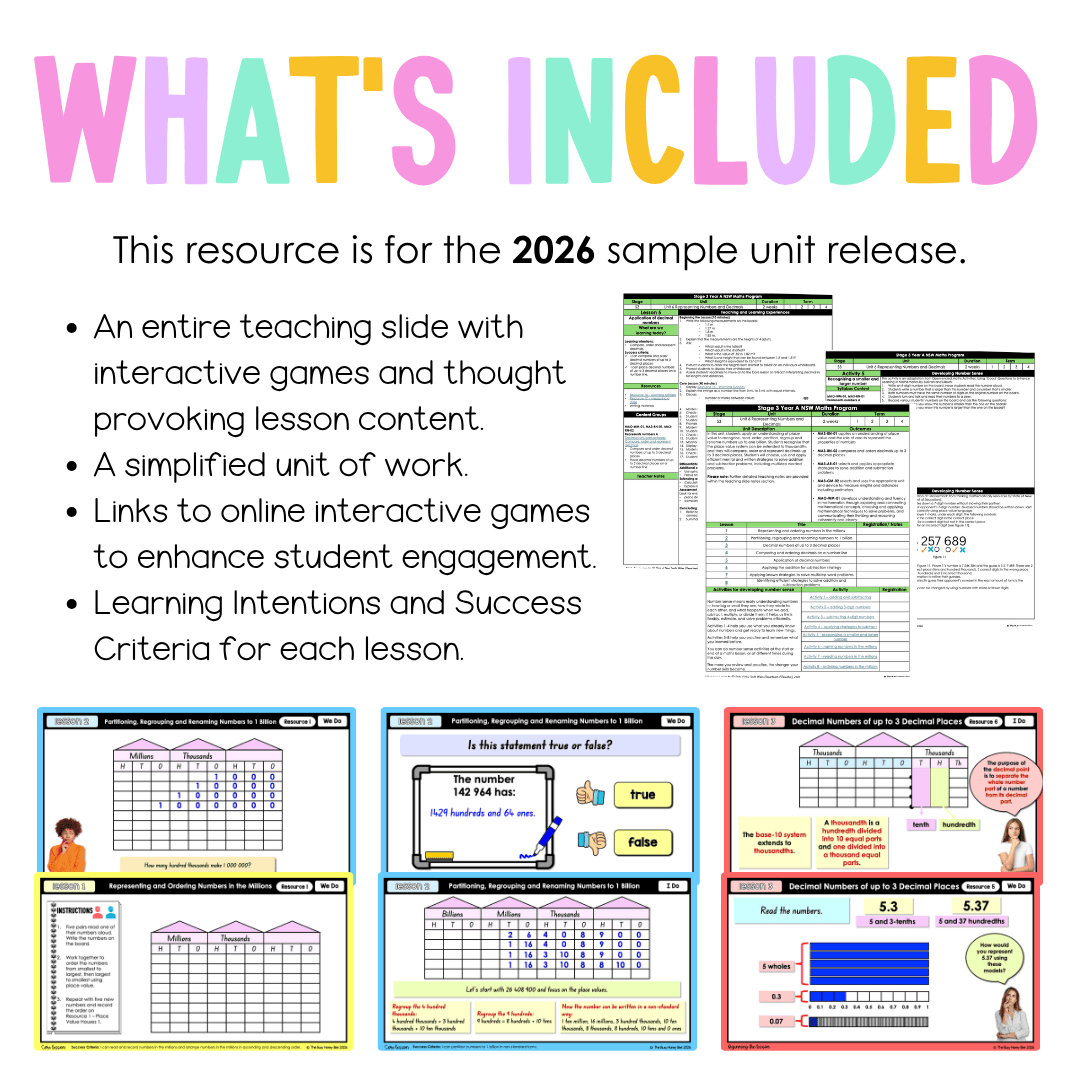 Stage 3 Year A NSW Maths Unit 6 Representing Numbers and Decimals Teaching Slides 2026 - Teaching Slides