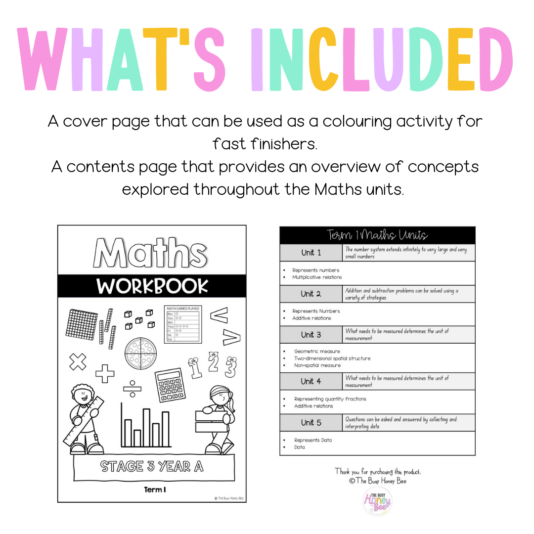 Stage 3 Year A NSW Maths Workbook Term 1 - Workbook | Worksheets