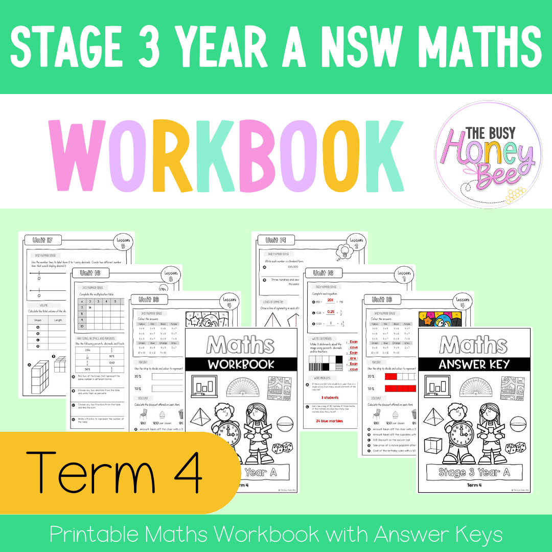 Stage 3 Year A NSW Maths Workbook Term 4 - Workbook | Worksheets