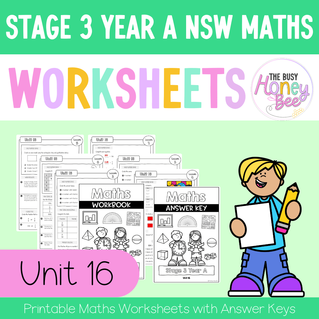 Stage 3 Year A NSW Maths Worksheets Unit 16 - Workbook | Worksheets