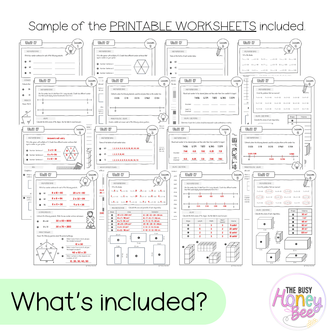 Stage 3 Year A NSW Maths Worksheets Unit 17 - Workbook | Worksheets
