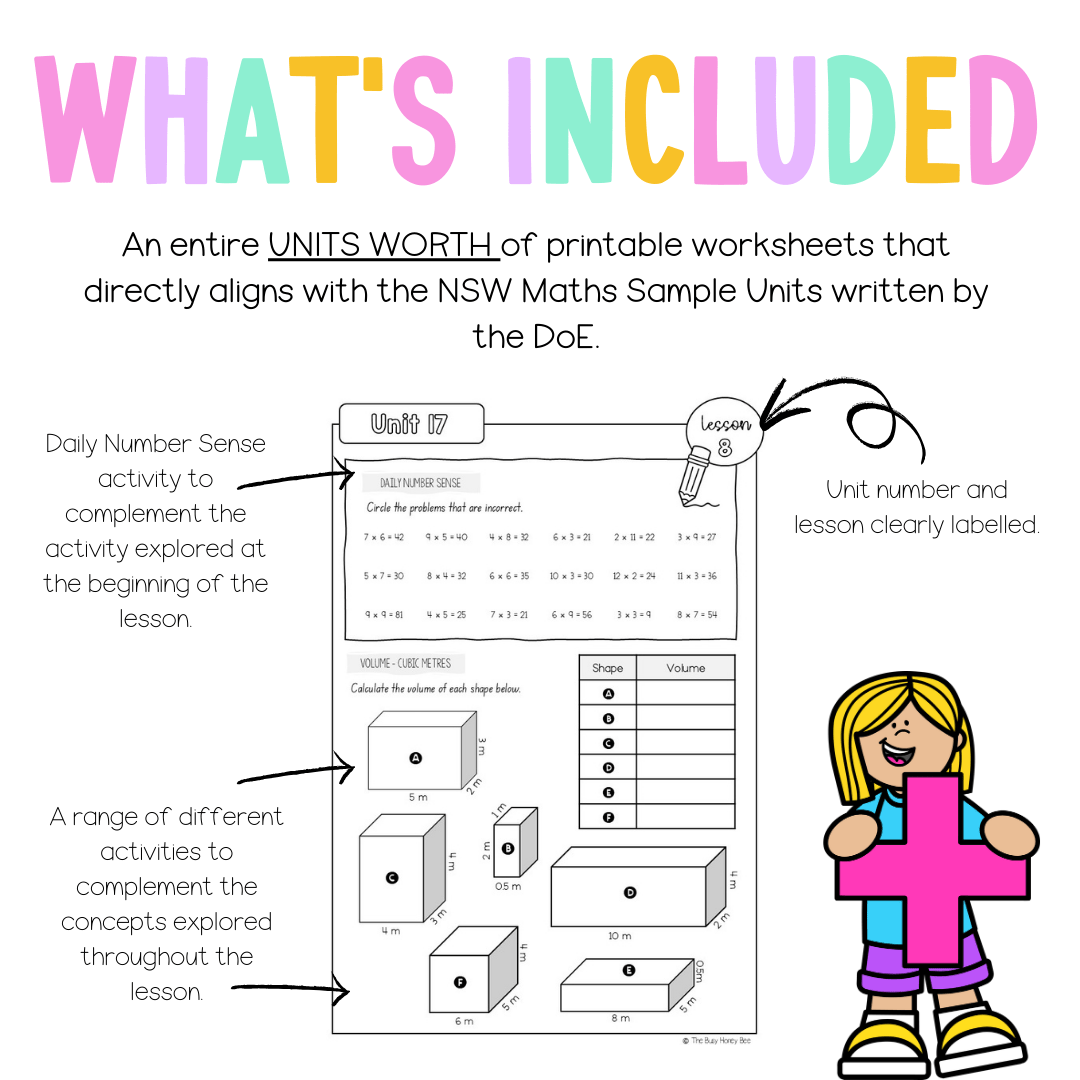 Stage 3 Year A NSW Maths Worksheets Unit 17 - Workbook | Worksheets