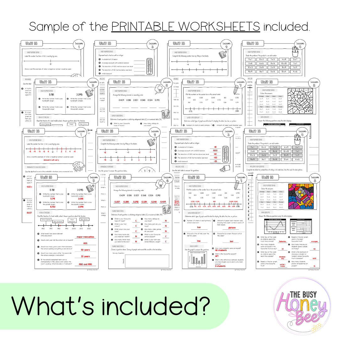 Stage 3 Year A NSW Maths Worksheets Unit 18 - Workbook | Worksheets