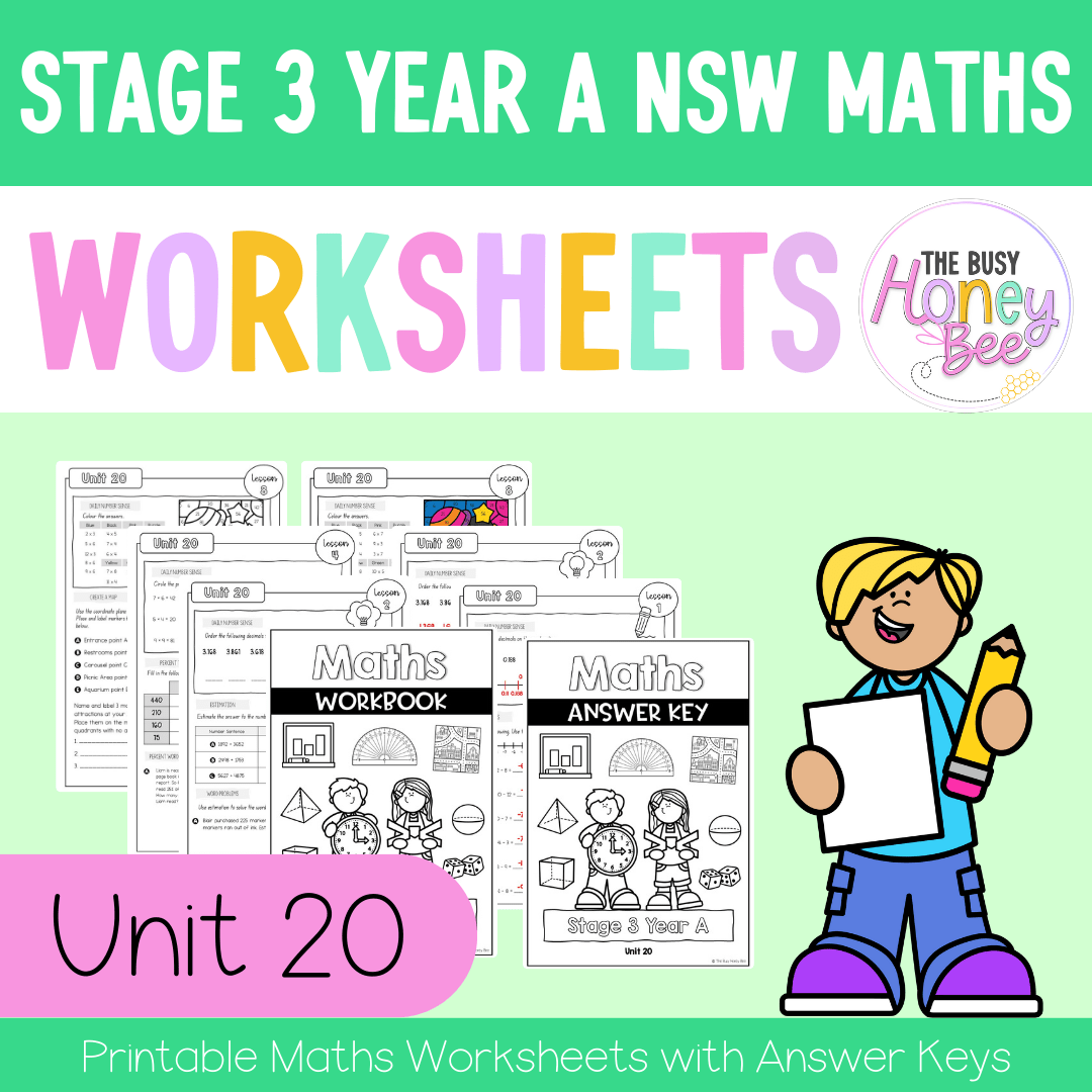 Stage 3 Year A NSW Maths Worksheets Unit 20 - Workbook | Worksheets