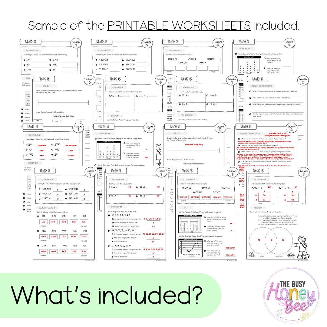 Stage 3 Year A NSW Maths Worksheets Unit 5 - Workbook | Worksheets