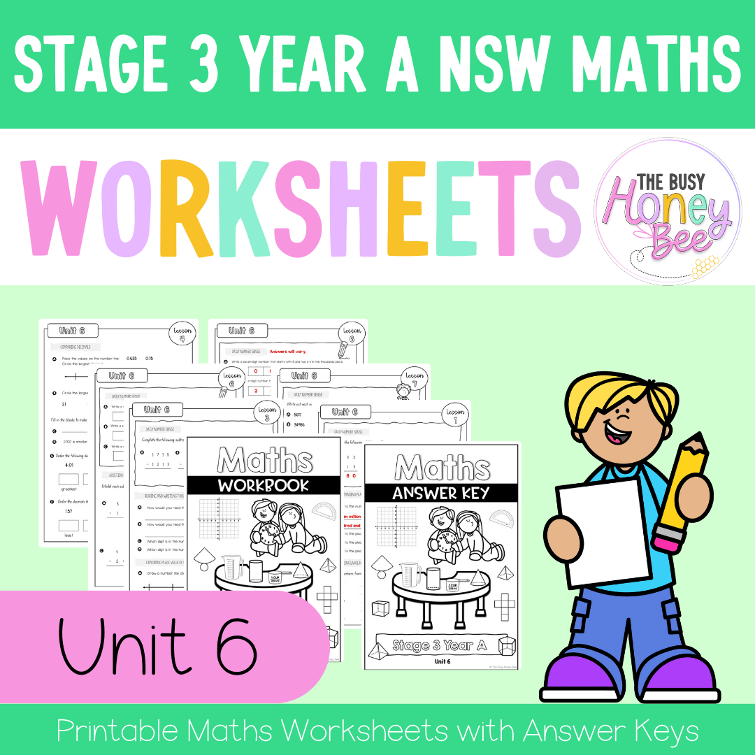 Stage 3 Year A NSW Maths Worksheets Unit 6 - Workbook | Worksheets