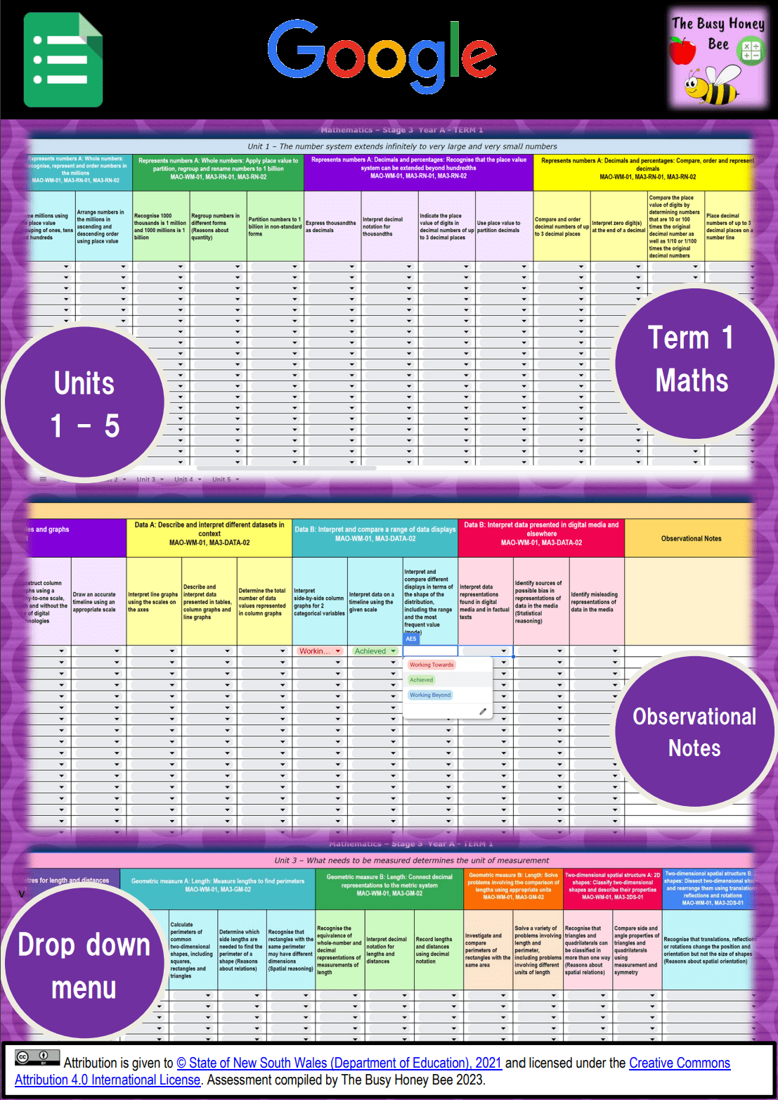 Stage 3 Year A NSW Term 1 Maths Assessment Overview Google Sheet - Assessment