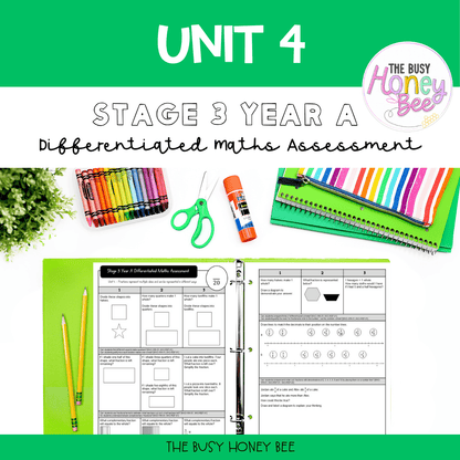 Stage 3 Year A Term 1 Differentiated Maths Assessment Bundle - Assessment