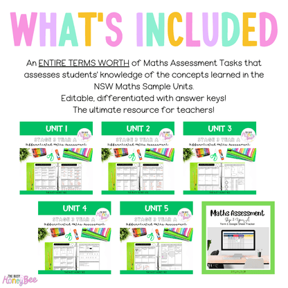 Stage 3 Year A Term 1 Differentiated Maths Assessment Bundle - Assessment