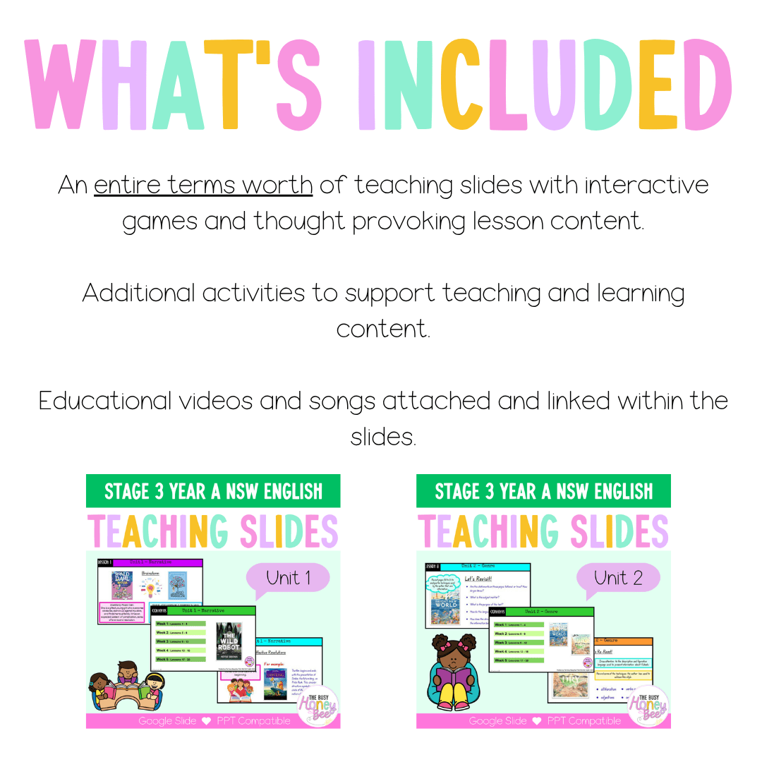 Stage 3 Year A Term 1 English Teaching Slides Mega Bundle - Teaching Slides