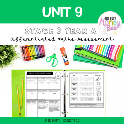 Stage 3 Year A Term 2 Differentiated Maths Assessment Bundle - Assessment