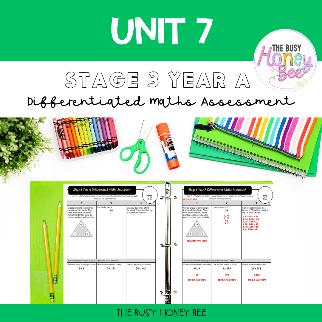 Stage 3 Year A Term 2 Differentiated Maths Assessment Bundle - Assessment