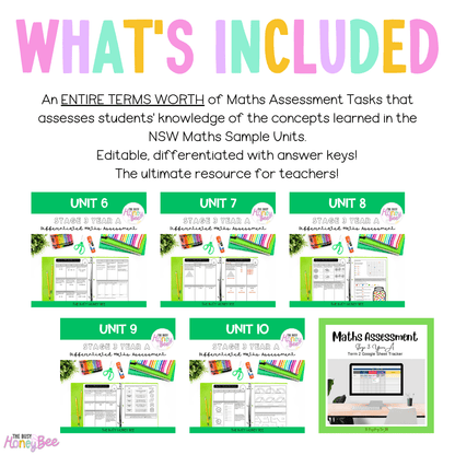 Stage 3 Year A Term 2 Differentiated Maths Assessment Bundle - Assessment