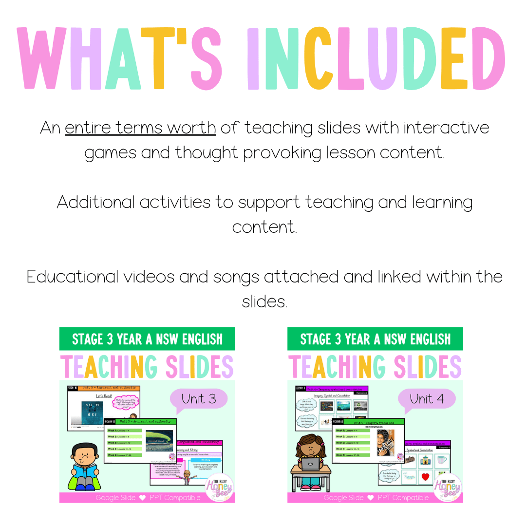 Stage 3 Year A Term 2 English Teaching Slides Mega Bundle - Teaching Slides