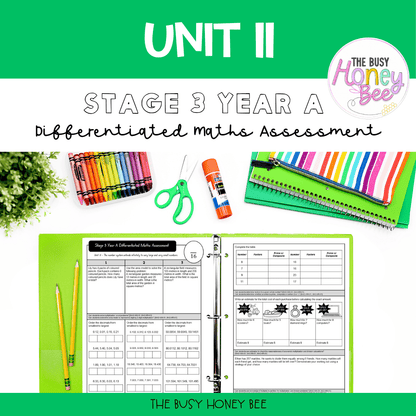 Stage 3 Year A Term 3 Differentiated Maths Assessment Bundle - Assessment