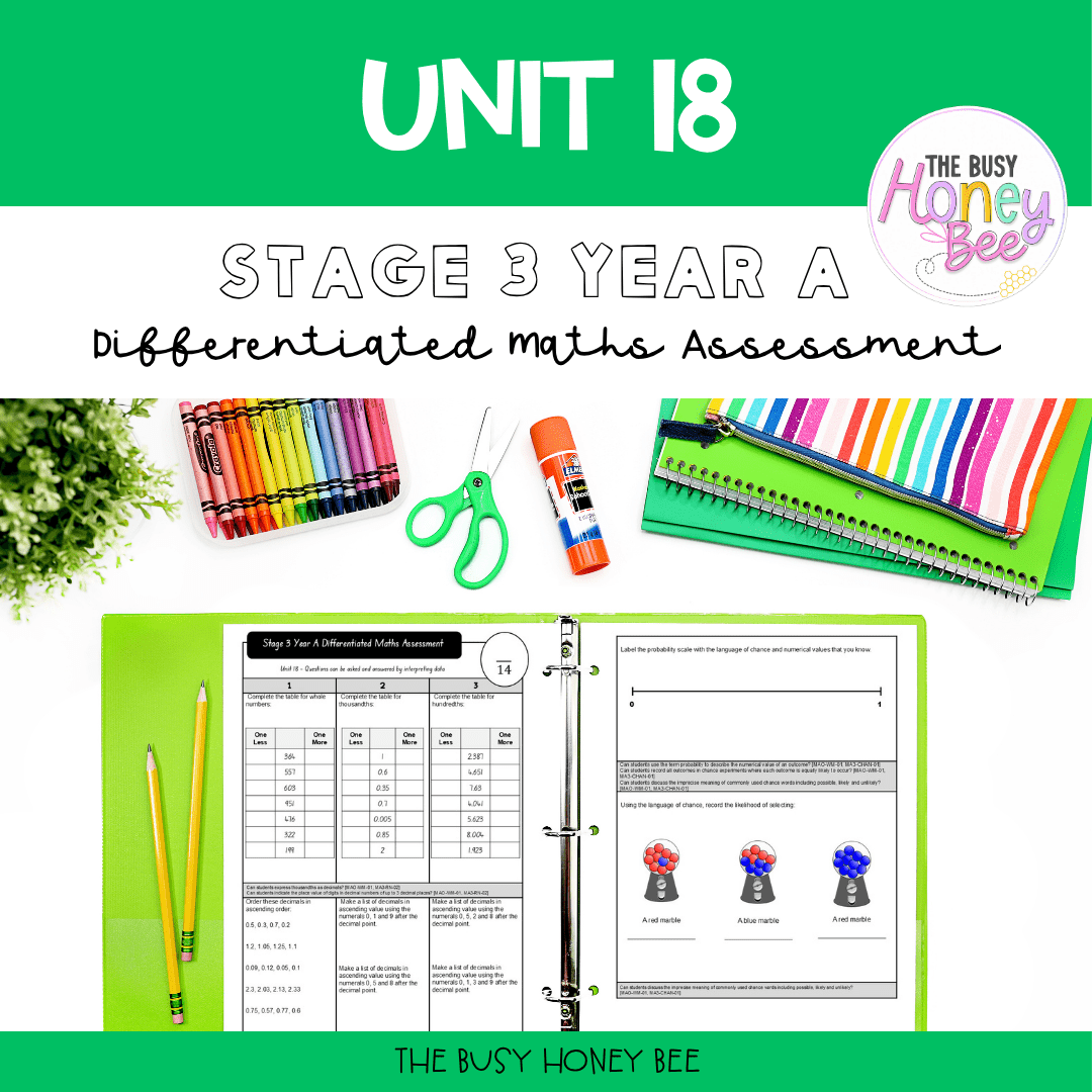 Stage 3 Year A Term 4 Differentiated Maths Assessment Bundle - Assessment
