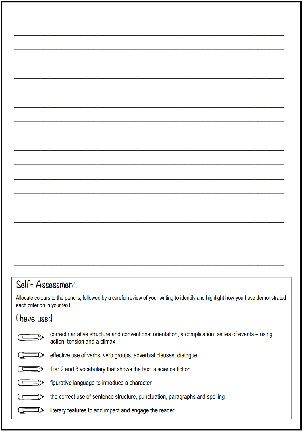 Stage 3 Year A Unit 1 Narrative Writing Pre-Assessment - Assessment