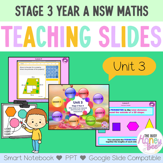 Stage 3 Year A Unit 3 NSW Maths Teaching Slides - Zip Folder: Smart Notebook, PowerPoint, Google Slide Compatible