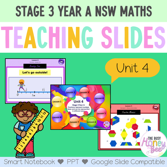 Stage 3 Year A Unit 4 NSW Maths Teaching Slides - Zip Folder: Smart Notebook, PowerPoint, Google Slide Compatible